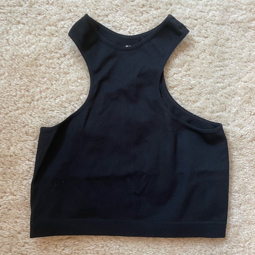 Black Ribbed Racerback Crop Top from Target